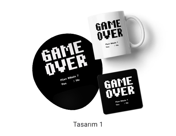 3'lü Set Kupa - Mouse Pad - Bardak Altlığı